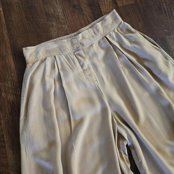 BILA 77 Ayala Pant Extra Wide Leg Palazzo Tan Elastic Waist 100% Rayon - Picture 5 of 12